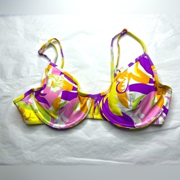 BCBG Generation Multi Color Floral Bikini Top Large with Underwire - Picture 1 of 12